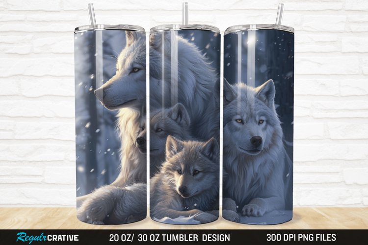 3D Cute Wolf Family 20/30oz Skinny Tumbler example image 1