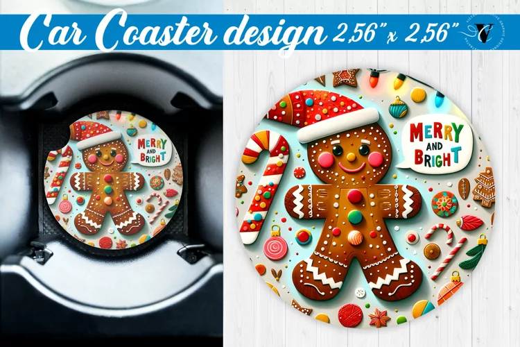 Car Coaster | Fabric applique | 3D Christmas coaster