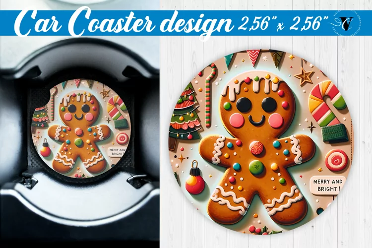 Car Coaster | Fabric applique | 3D Christmas coaster