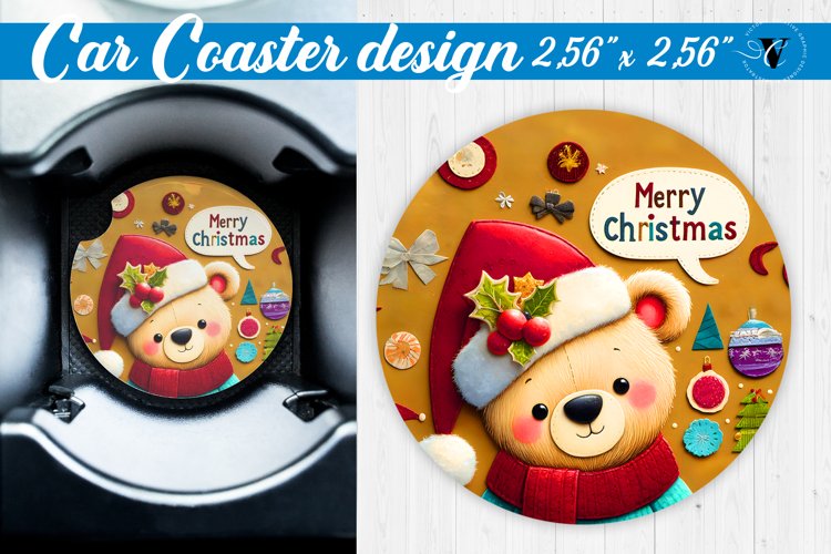 Car Coaster | Fabric applique | 3D Christmas coaster