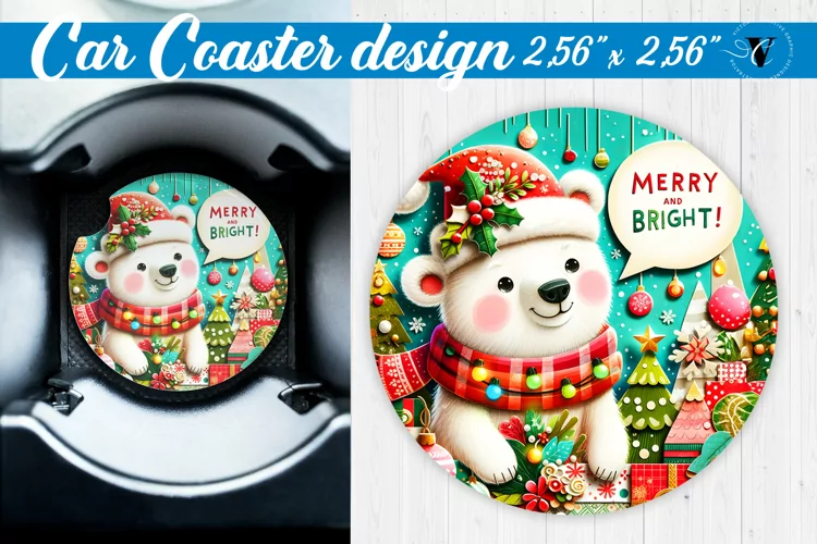 Car Coaster | Fabric applique | 3D Christmas coaster