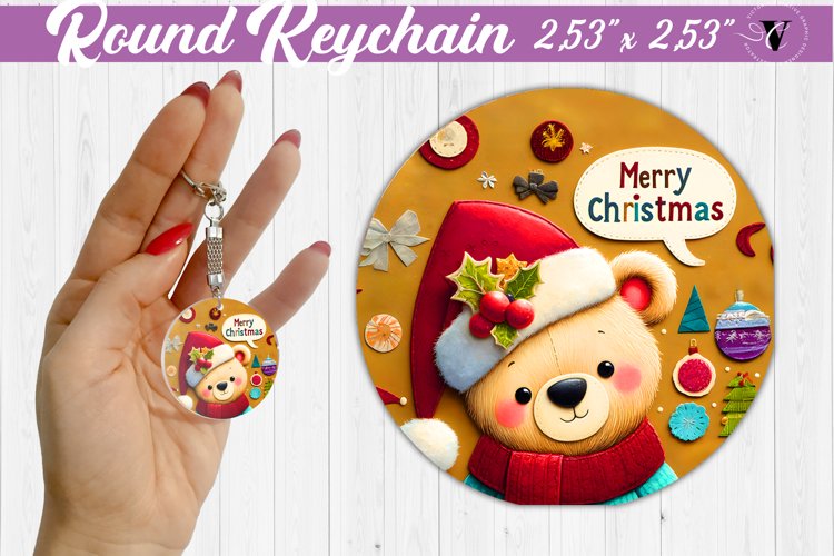 Keychain sublimation | Fabric applique | 3D Christmas example image 1