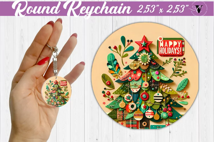 Keychain sublimation | Fabric applique | 3D Christmas