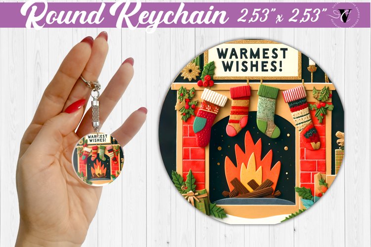 Keychain sublimation | Fabric applique | 3D Christmas example image 1