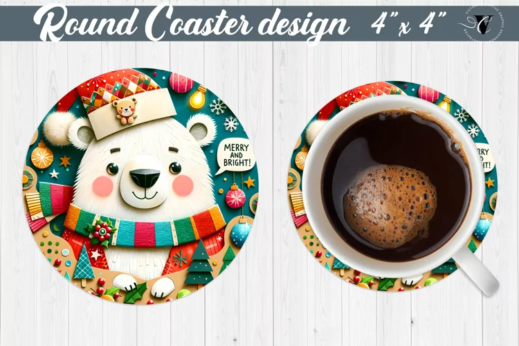 Round Coaster | 3D Christmas design