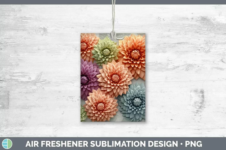 3D Dahlia Air Freshener | Sublimation Car Freshener Designs