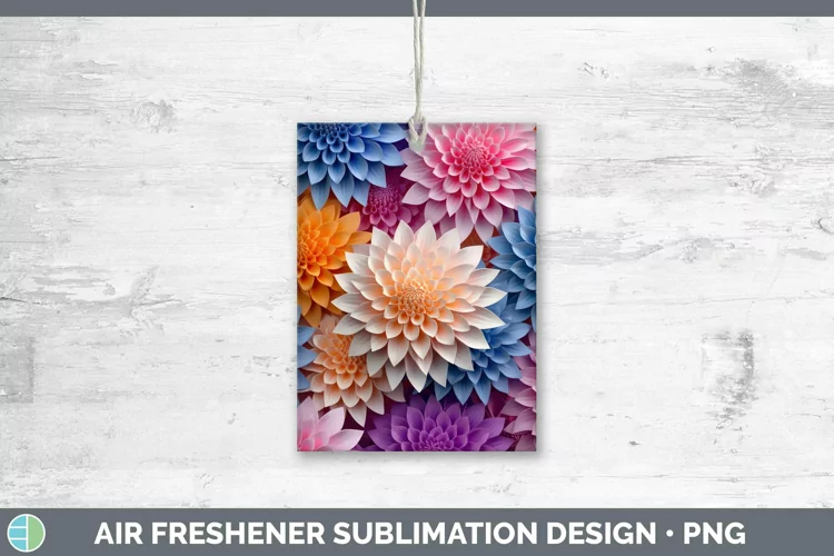 3D Dahlia Air Freshener | Sublimation Car Freshener Designs