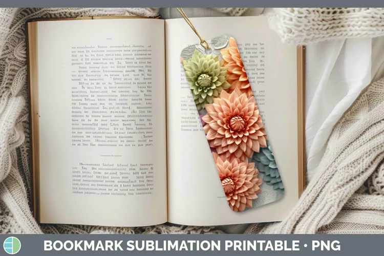 3D Dahlia Bookmark Sublimation Printable Designs
