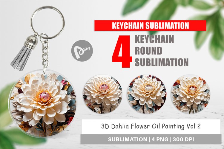 Keychain 3D Dahlia Flower