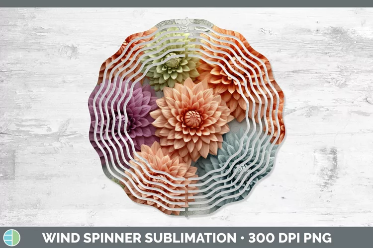3D Dahlia Flowers Wind Spinner | Sublimation Spinner Designs