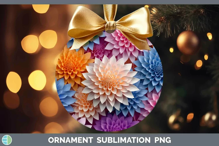 3D Dahlia Ornament | Sublimation Bauble Designs
