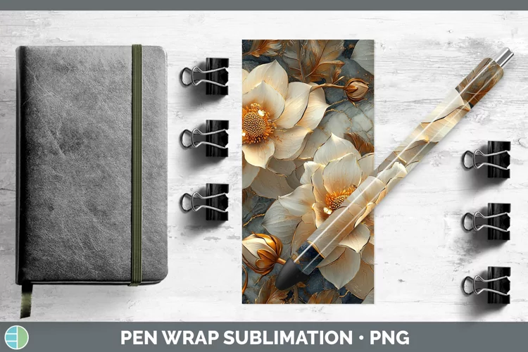 3D Dahlia Pen Wrap Sublimation Epoxy Pen Designs