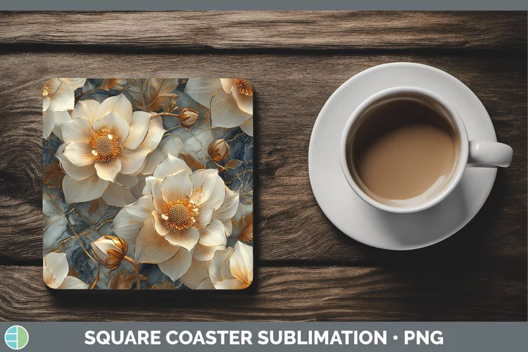 3D Dahlia Square Coaster Sublimation Coaster Designs