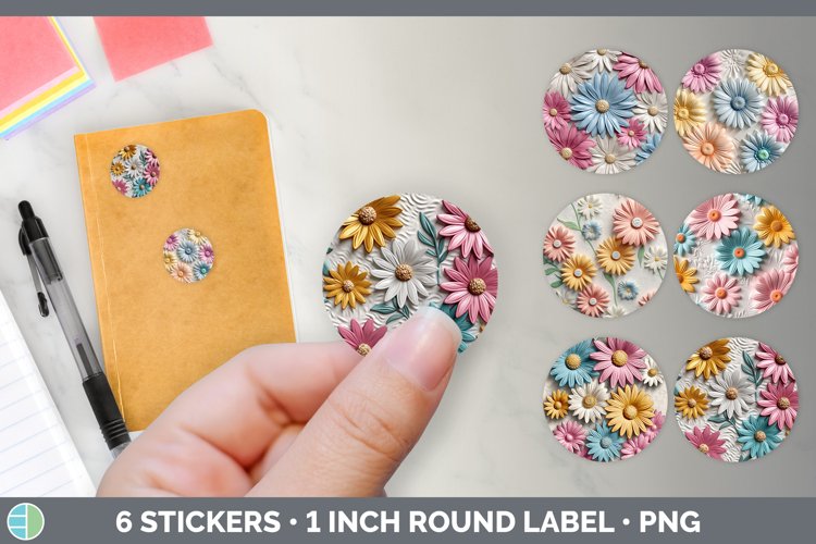 Bundle of six 3D Stickers designs.