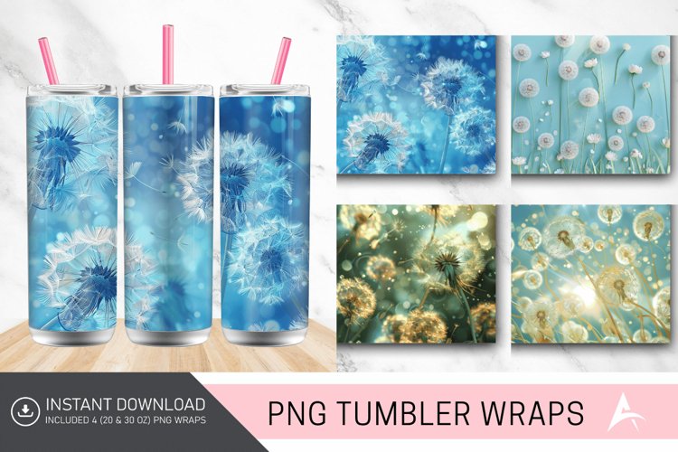 3D Dandelion Flowers Tumbler Wrap