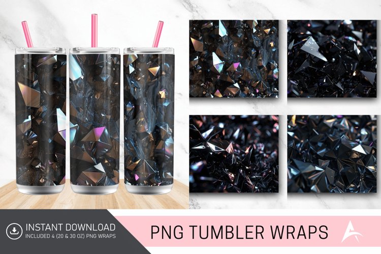 3D Dark Black Holographic Crystal Tumbler Wrap example image 1