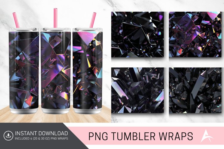 3D Dark Black Holographic Crystal Tumbler Wrap example image 1