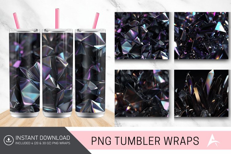 3D Dark Black Holographic Crystal Tumbler Wrap example image 1