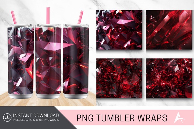 3D Dark Red Holographic Crystal Tumbler Wrap example image 1