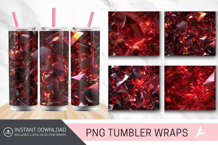3D Dark Red Holographic Crystal Tumbler Wrap example image 1