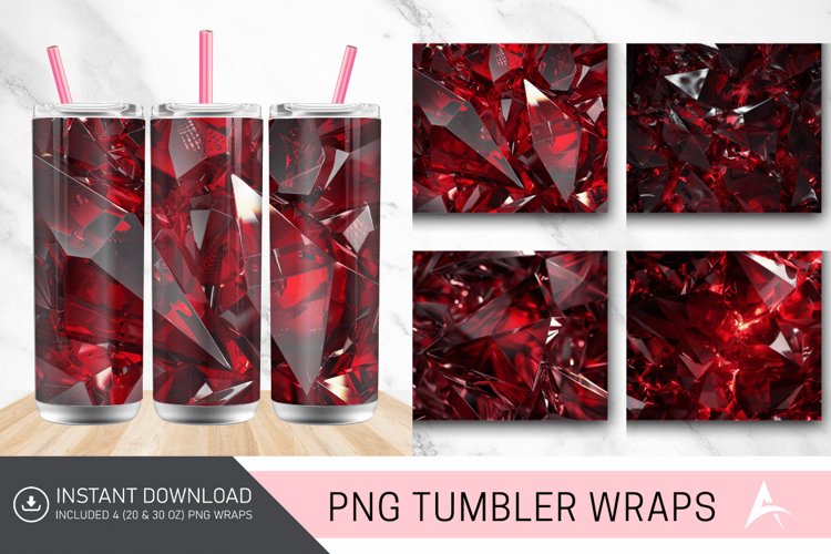 3D Dark Red Holographic Crystal Tumbler Wrap example image 1