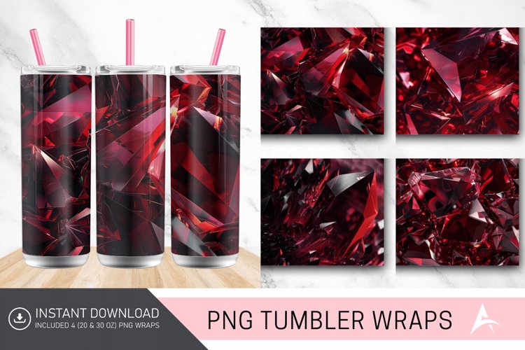 3D Dark Red Holographic Crystal Tumbler Wrap