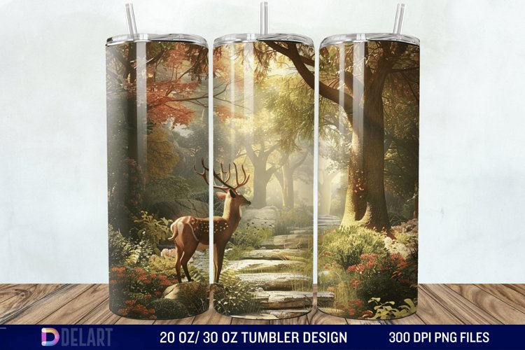 3D Deer Forest Tumbler Wrap example image 1