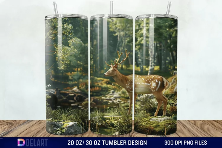 3D Deer Forest Tumbler Wrap