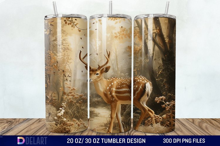 3D Deer Forest Tumbler Wrap example image 1