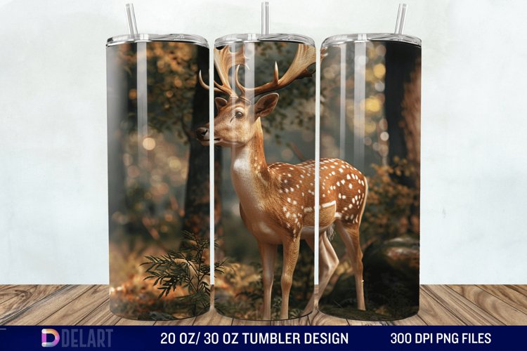 3D Deer Forest Tumbler Wrap example image 1