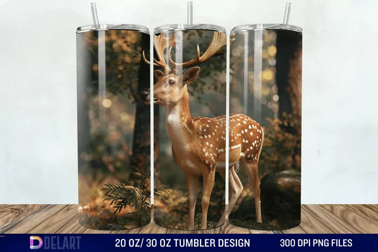 3D Deer Forest Tumbler Wrap
