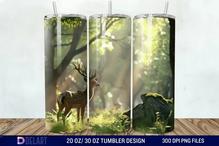 3D Deer Forest Tumbler Wrap