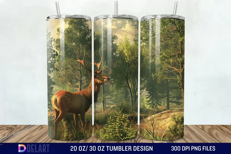 3D Deer Forest Tumbler Wrap