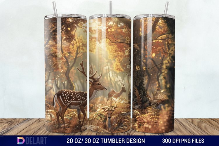 3D Deer Forest Tumbler Wrap example image 1