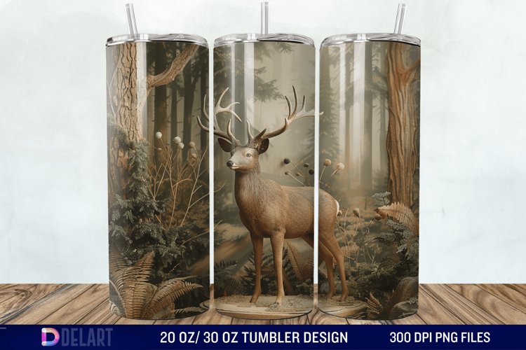 3D Deer Forest Tumbler Wrap example image 1