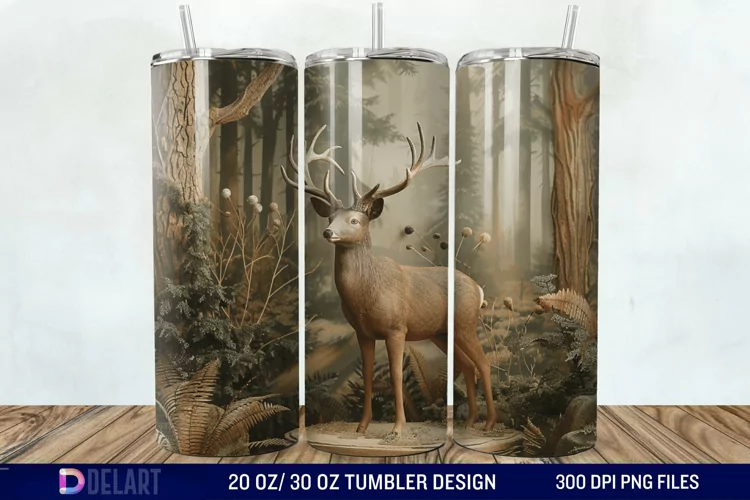 3D Deer Forest Tumbler Wrap