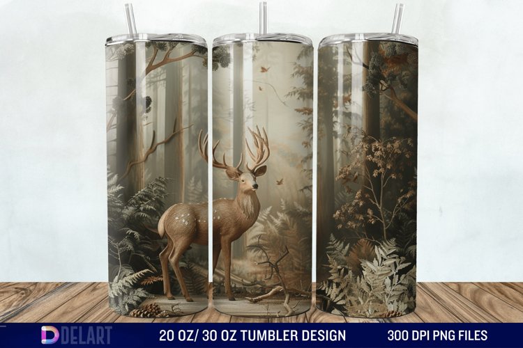 3D Deer Forest Tumbler Wrap example image 1