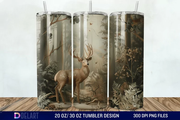 3D Deer Forest Tumbler Wrap
