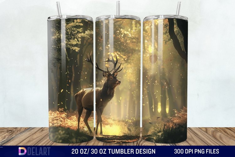 3D Deer Forest Tumbler Wrap example image 1