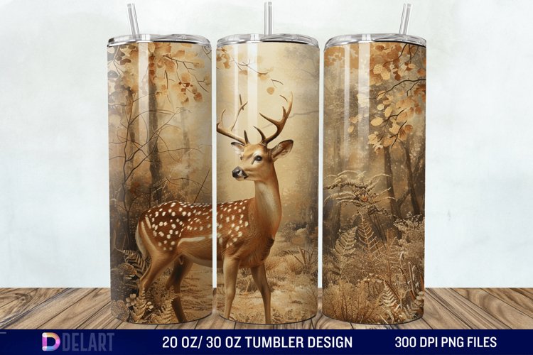 3D Deer Forest Tumbler Wrap example image 1
