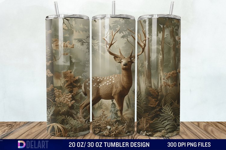 3D Deer Forest Tumbler Wrap example image 1