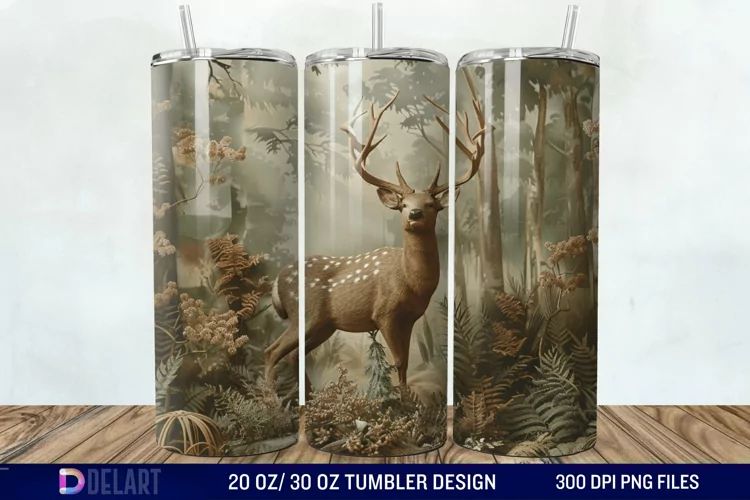 3D Deer Forest Tumbler Wrap