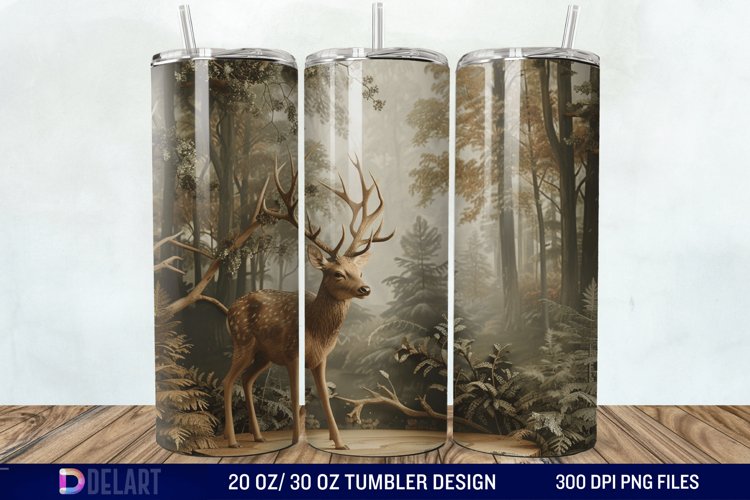 3D Deer Forest Tumbler Wrap example image 1