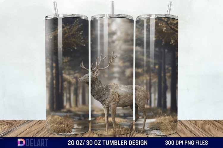 3D Deer Forest Tumbler Wrap example image 1