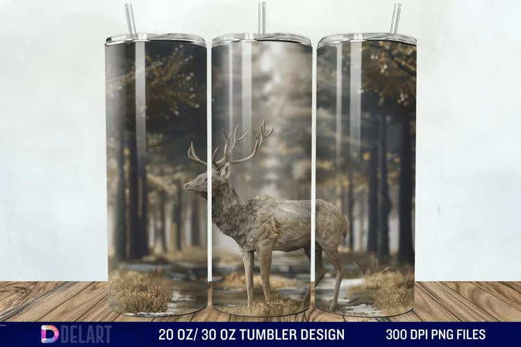 3D Deer Forest Tumbler Wrap