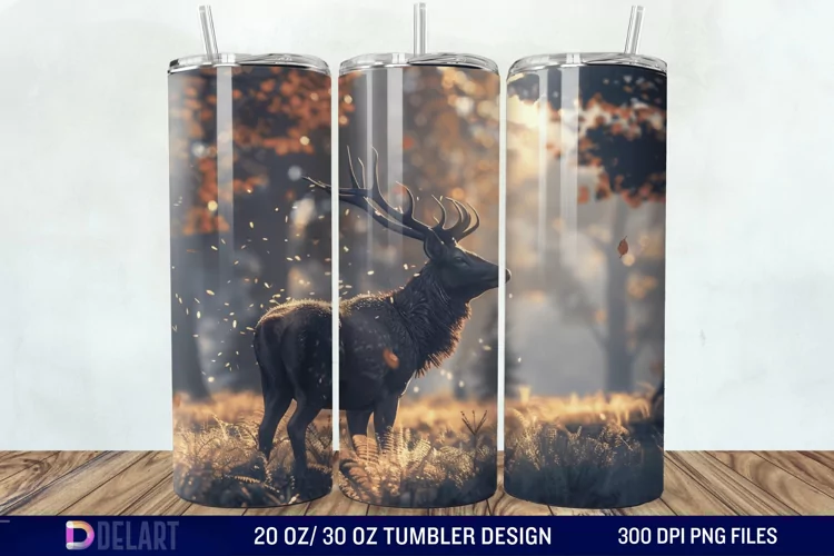 3D Deer Forest Tumbler Wrap