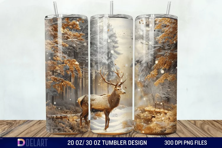 3D Deer Forest Tumbler Wrap