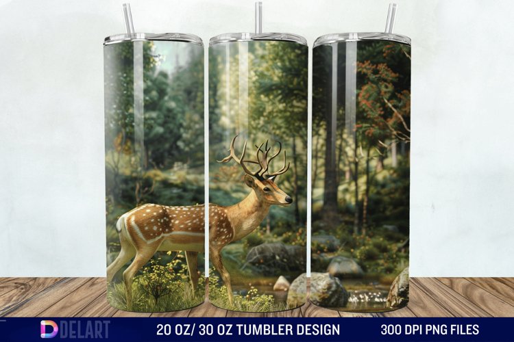 3D Deer Forest Tumbler Wrap example image 1