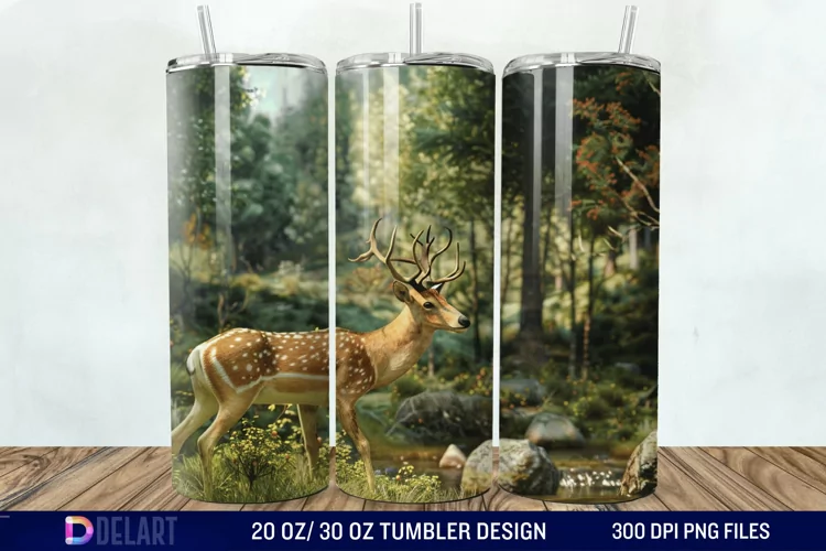 3D Deer Forest Tumbler Wrap