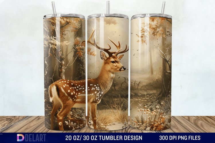 3D Deer Forest Tumbler Wrap example image 1